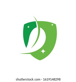 Nature  shield vector logo template. Suitable for ecology, farm, protect, guard, environment, recycle and emblem.