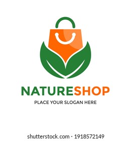 Nature shop vector logo template. This design use bag symbol. Suitable for business.