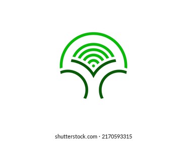 Logo de la señal de la naturaleza, una combinación de diseño abstracto de árboles y señales para la conservación de la naturaleza o el logotipo de la comunidad de la naturaleza