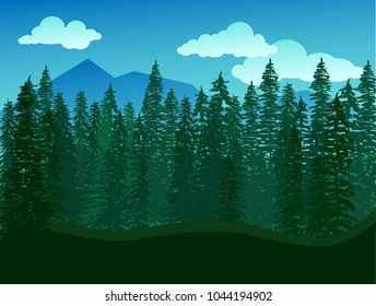 Nature silhouette spruse - forest wall - simply landscape