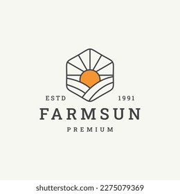 Nature Simple Line Style Logo. Sunrise, Ground,Farm and Plant style icon .