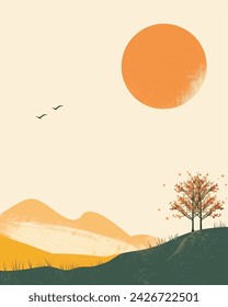 nature simple minimalist vector background, happy and peaceful vibes