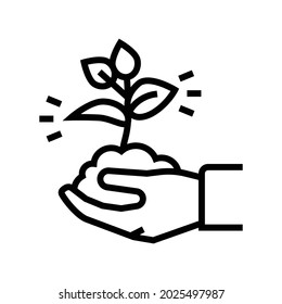 nature soil holding agricultural worker line icon vector. nature soil holding agricultural worker sign. isolated contour symbol black illustration