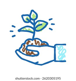 nature soil holding agricultural worker doodle icon sketch vector. nature soil holding agricultural worker sign. isolated symbol illustration