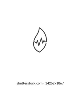 Nature sound wave, leaf pulse. Vector logo icon template