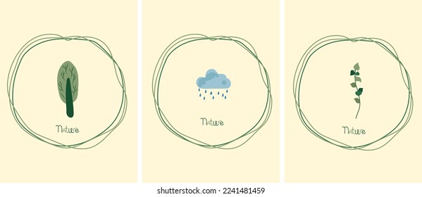 Nature as a source of energy for man. The concept of nature conservation and ecology. Minimalist illustrations suitable for social posters, cards, logos, banners. Vector illustration