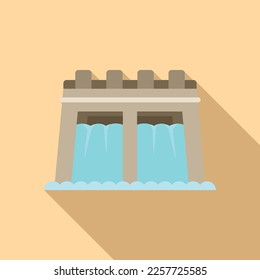 Nature source icon flat vector. Hydro plant. Electric turbine
