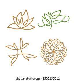 Nature spa logo Abstract Leaf Design Icon vector Template set