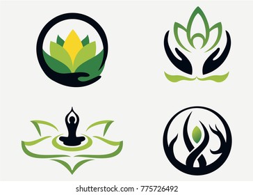 Nature Spa Logo Set Template Design Vector, Emblem, Design Concept, Creative Symbol, Icon