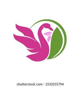 Nature spa logo Swan Design Icon vector Template Isolated