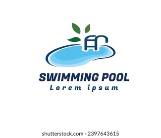 nature spa swimming pool logo symbol design template illustration inspiration