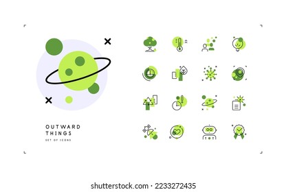 Nature, space and biology concepts. Set of simple modern flat icons. Vector file.