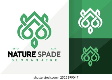 Nature Spade Leaf Logo Icon Vetor Design. Ilustração de designs de logotipos simples e criativos