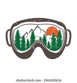 Nature with spectacles outdoor. Nature illustration.