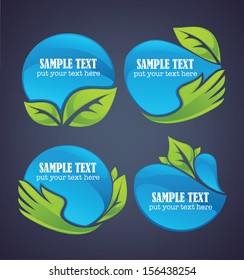 nature spheres, vector collection of ecology frames, labels and stickers