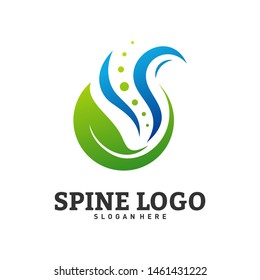 Nature Spine logo design concept vector. Chiropractic logo template. Medical Spine Leaf Logo vector