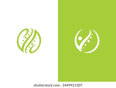 nature spine logo design. leaf with person combination. healthcare symbol icon vector