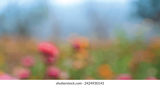 Nature spring background with abstract blurred green grass and flower background