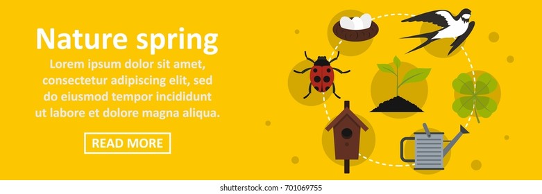 Nature spring banner horizontal concept. Flat illustration of nature spring banner horizontal vector concept for web
