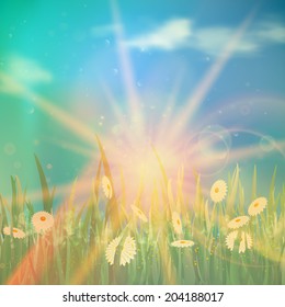 Nature spring or summer Vintage style background. EPS10