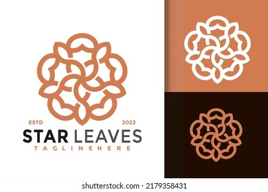 Diseño del logotipo de la hoja de la estrella de la naturaleza, vectores de logotipos de la identidad de la marca, logotipo moderno, diseño de logotipos y plantilla de ilustración del vector