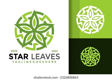 Nature star leaf logo design vector symbol icon illustration