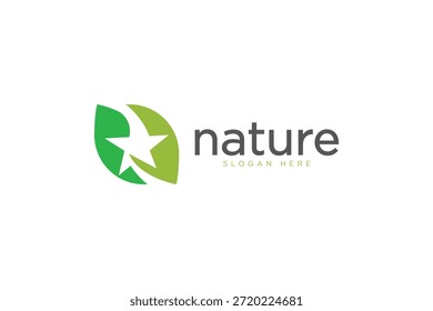 Nature star logo leaf concept design vector template