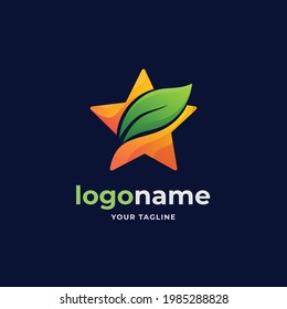 nature star logo. leaf star logo. star logo illustration