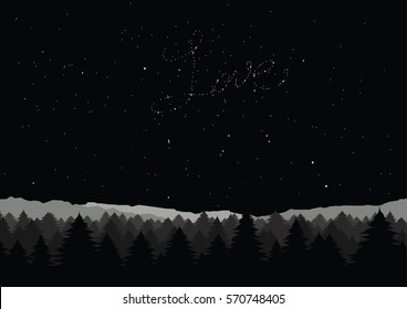 Nature star night Love sign. Vector illustration