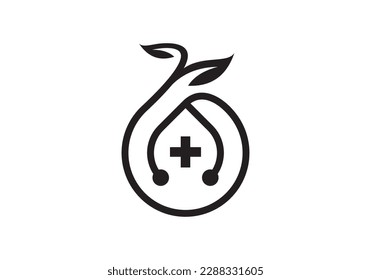 nature stethoscope logo healthcare and medical design vector illustration