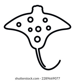 Vector de contorno de icono de color gris natural. Marina animal. Cute scuba eléctrica
