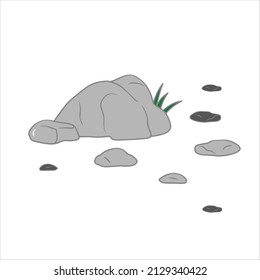 Nature stone stock illustration. The icon is associated with stone material and grass.