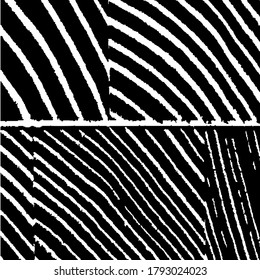 Fondo rayado de la naturaleza para su diseño. Patrón ondulado monocromo. Fondo negro y blanco áspero. Tiras Arcuadas Rosas. Textura vectorial. Borde fondo con franjas en blanco y negro.