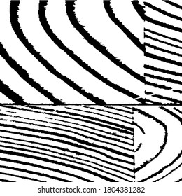 Nature Striped Background for your Design. Monochrome Grunge Pattern. Rough Black and White Background. Grunge Background with Black and White Stripes. Rough Arcuate Stripes. Vector Texture.