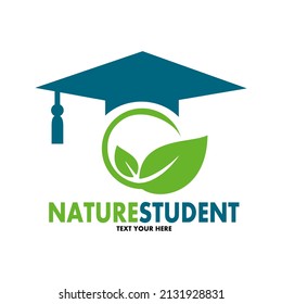 Nature student vector logo template. This design uses student hat and leaf symbol. Suitable for education.