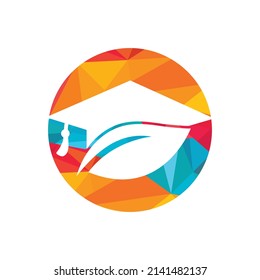 Nature student vector logo template. Leaf with graduation hat logo template vector icon design.	