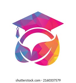 Nature student vector logo template. Leaf with graduation hat logo template vector icon design.