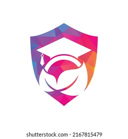 Nature student vector logo template. Leaf with graduation hat logo template vector icon design.