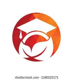 Nature student vector logo template. Leaf with graduation hat logo template vector icon design.