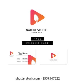 Nature studio logo template free business card front and back