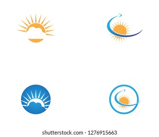 Nature sun abstract logo design template