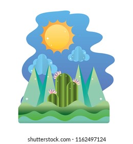 nature sun with clouds and mountains landscape
