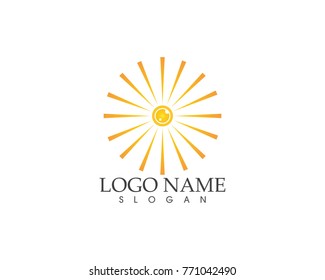 Nature sun logo design template