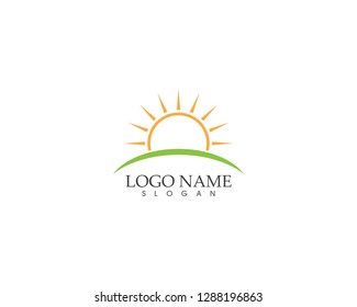 Nature sun logo design vector