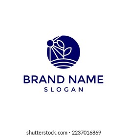 nature sun logo design vector  tamplate