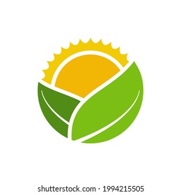 nature sun logo template vector icon