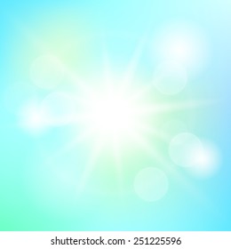 Nature sunny abstract summer background with sun and bokeh