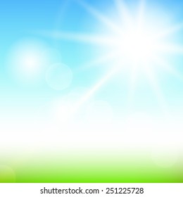 Nature sunny abstract summer background with sun and bokeh
