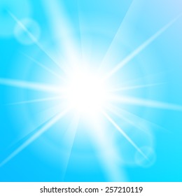 Nature sunny abstract summer background with sun and bokeh