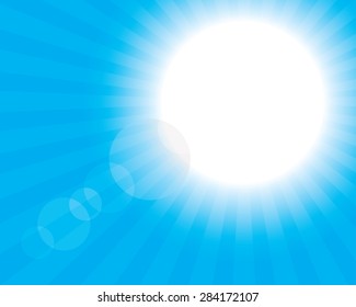 Nature sunny abstract summer background with sun.vector